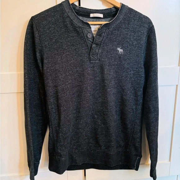 Abercrombie & Fitch Mens Henley Medium Muscle Long Sleeve Thermal Shirt in Gray - Picture 2 of 6